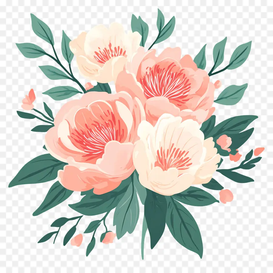 Bouquet De Pivoines，Fleurs PNG