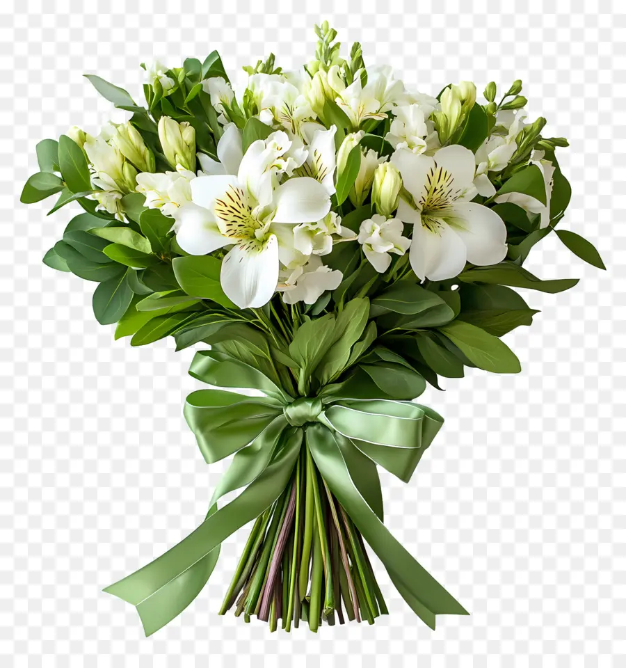 Fleurs D'anniversaire，Bouquet De Fleurs Blanches PNG