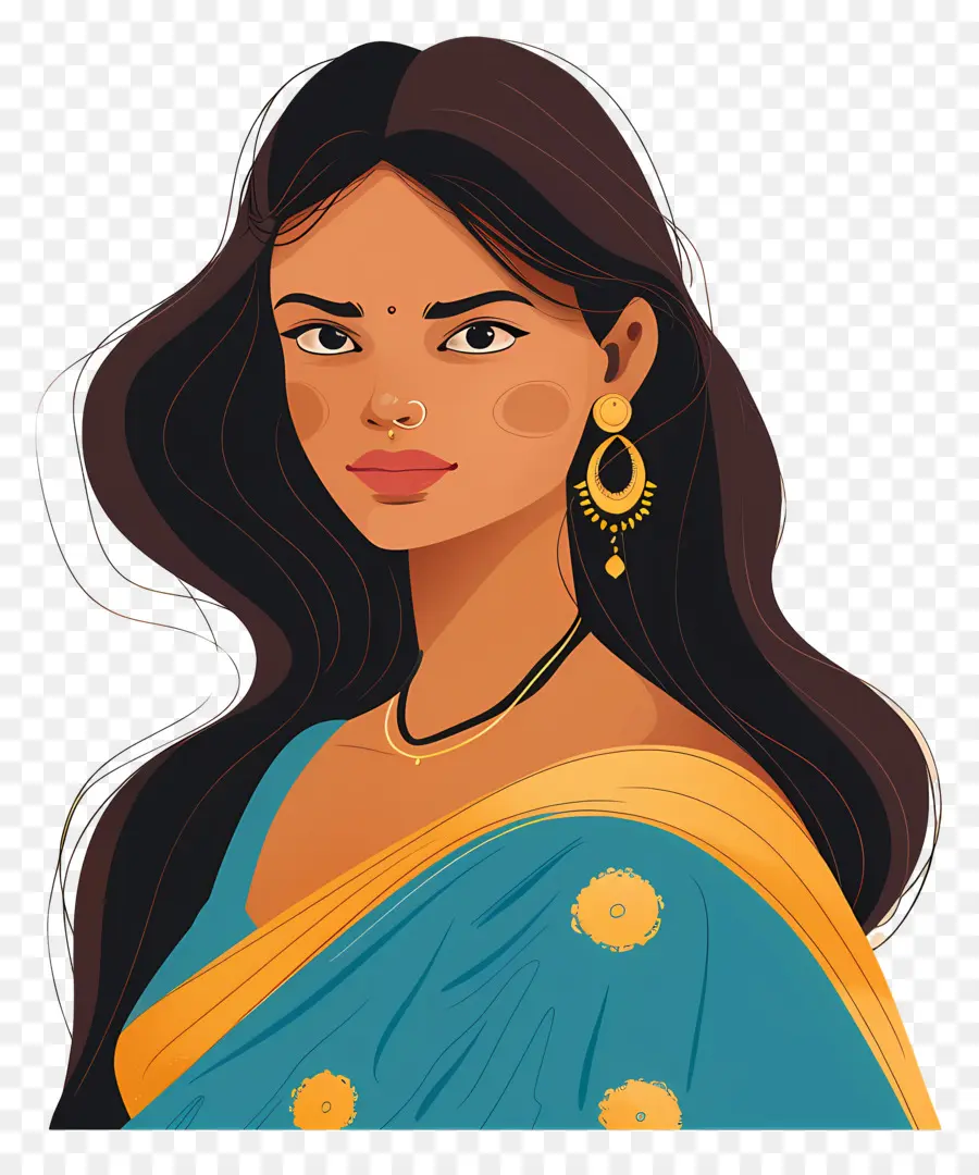 Fille Indienne，Illustration De Femme Traditionnelle PNG