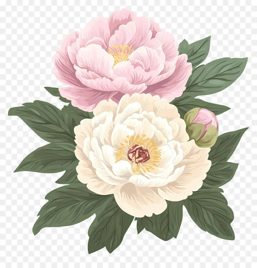 Bouquet De Pivoines，Fleur Rose PNG