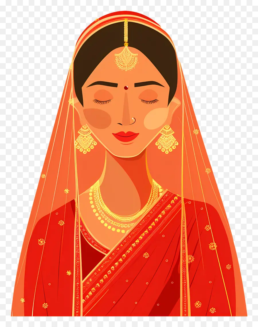 Sari De Mariage Indien，Mariée En Robe Rouge PNG