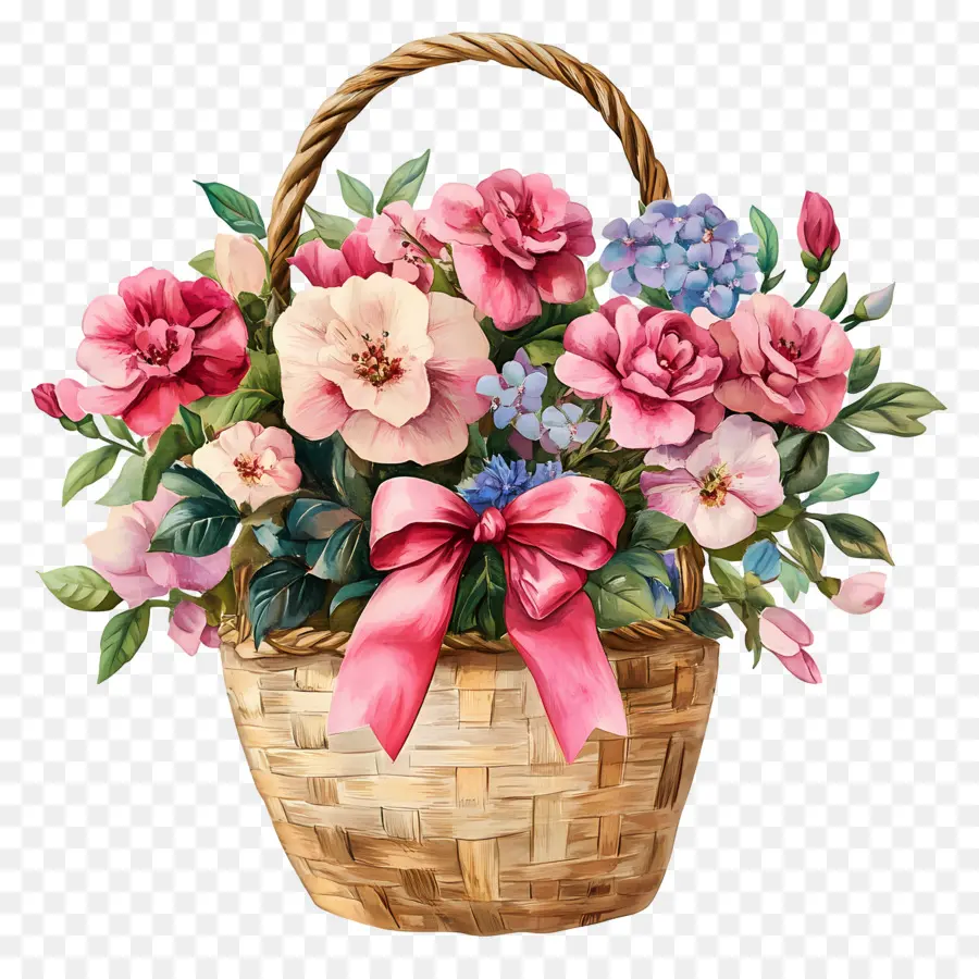 Panier De Fleurs D'anniversaire，Panier De Fleurs PNG