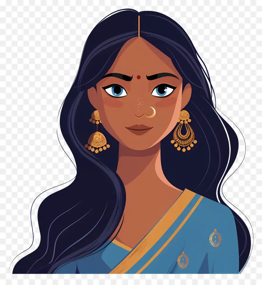 Fille Indienne，Illustration De Femme Traditionnelle PNG