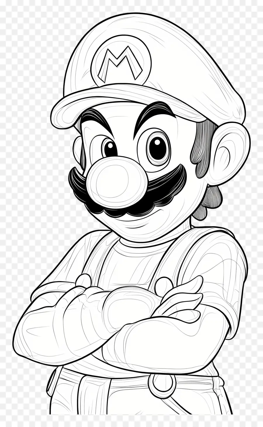 Coloriage，Illustration Du Personnage De Mario PNG