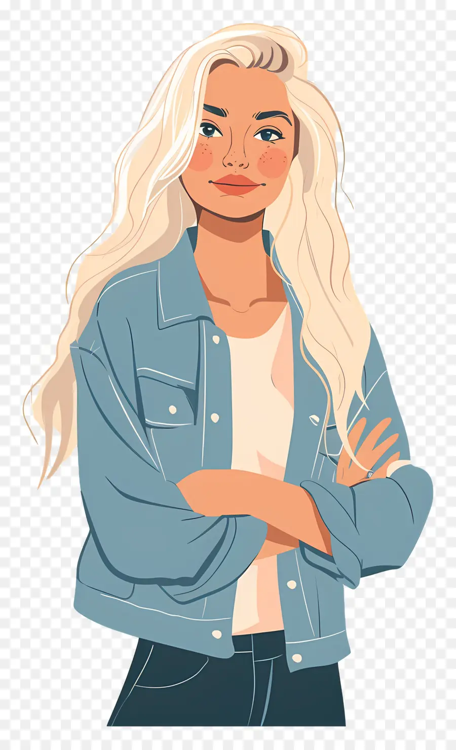 Femme Blonde，Veste En Jean PNG