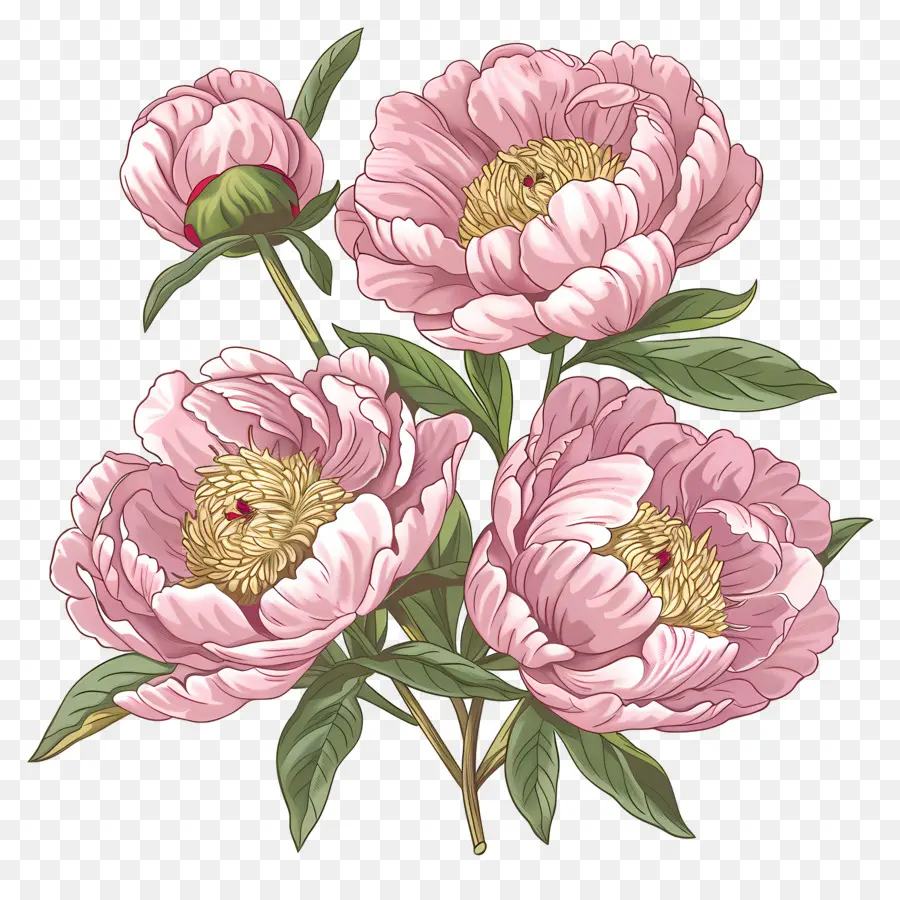 Bouquet De Pivoines，Fleurs Roses PNG