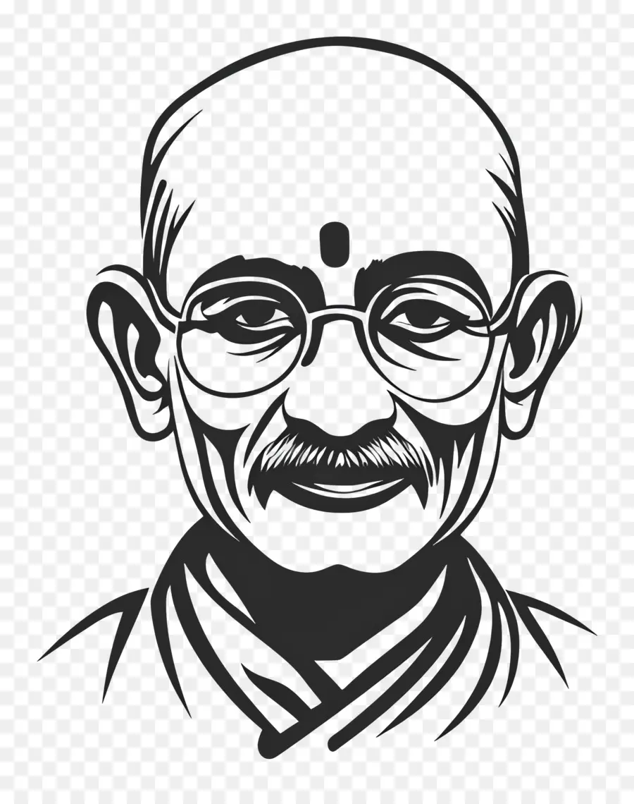 Gandhi，Portrait Noir Et Blanc PNG