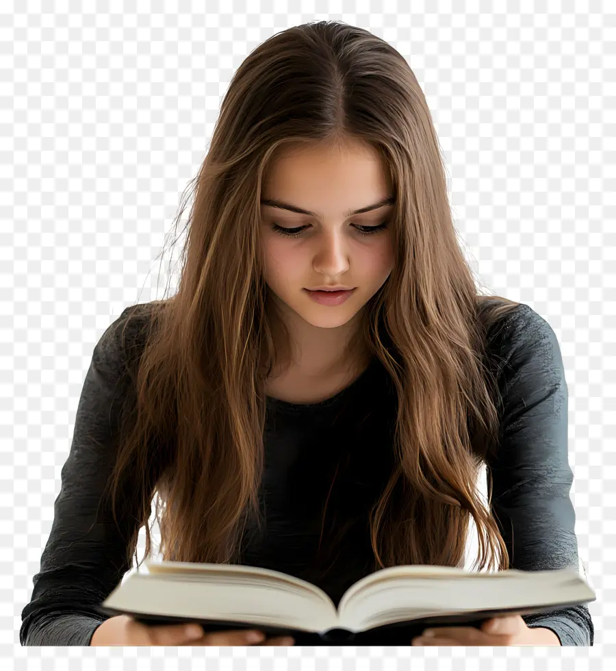 Fille étudiante，Fille Lisant PNG