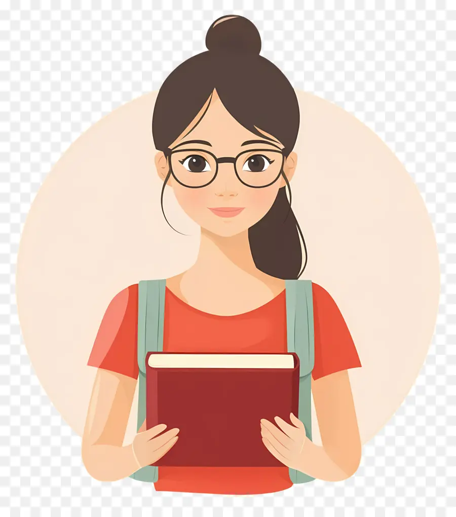 Fille étudiante，Fille Avec Des Lunettes Et Un Livre PNG