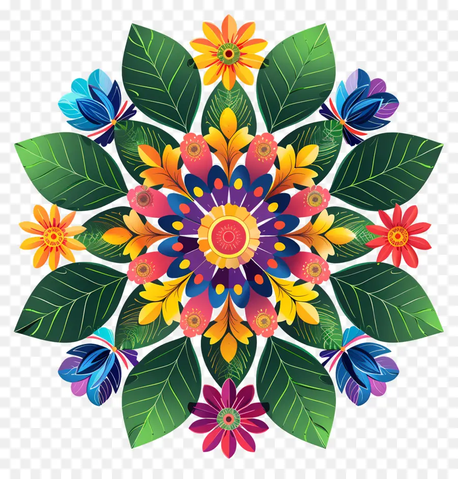 Pookalam，Motif Floral PNG