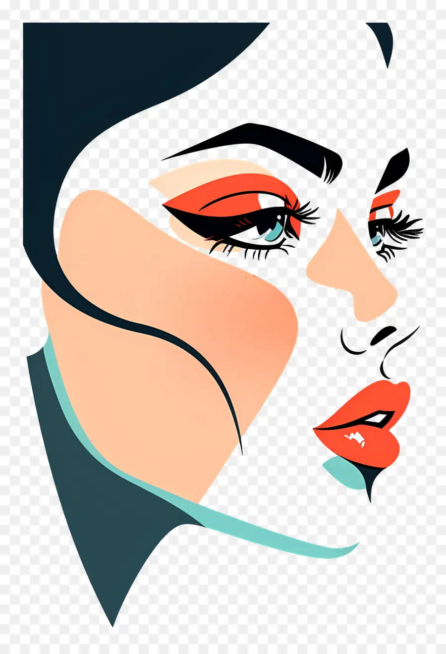 Femme De Maquillage，Visage De Femme Stylisé PNG