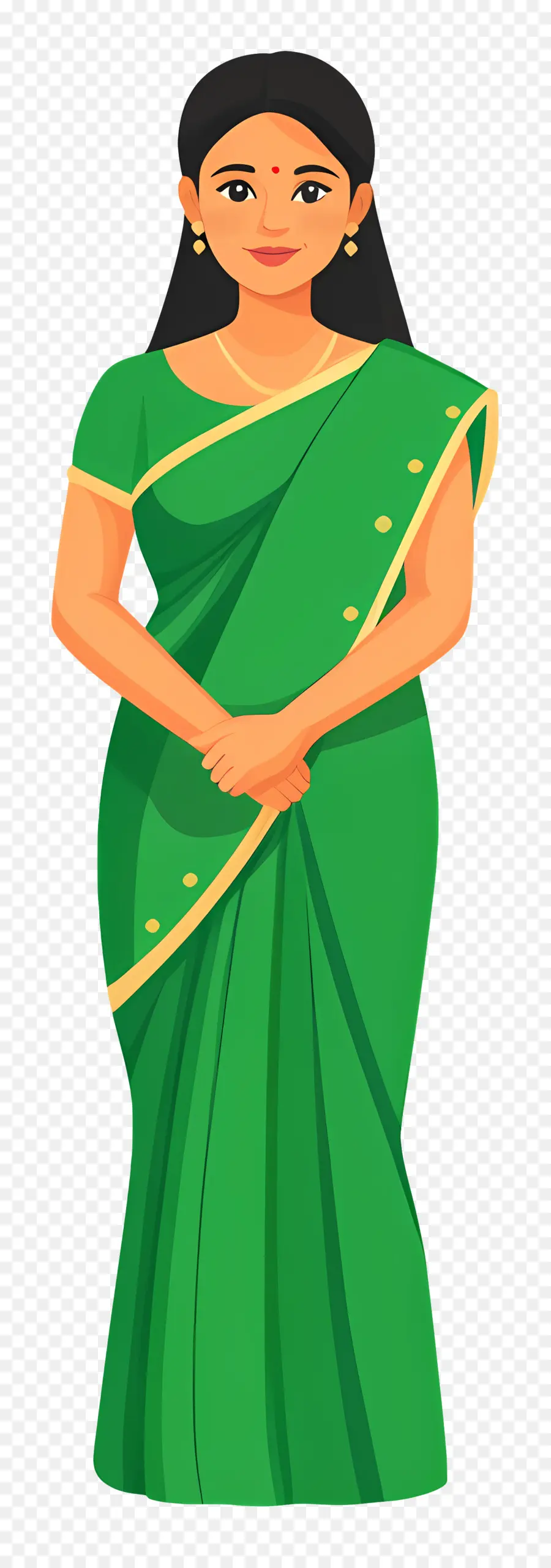 Fille Indienne，Femme En Sari Vert PNG