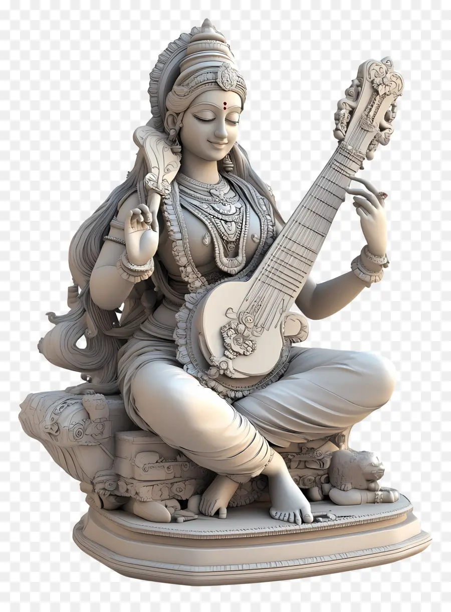 Saraswati，Statue De Déesse PNG