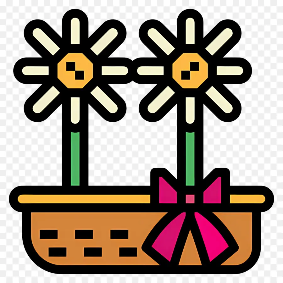 Fleur De Marguerite，Panier De Fleurs PNG