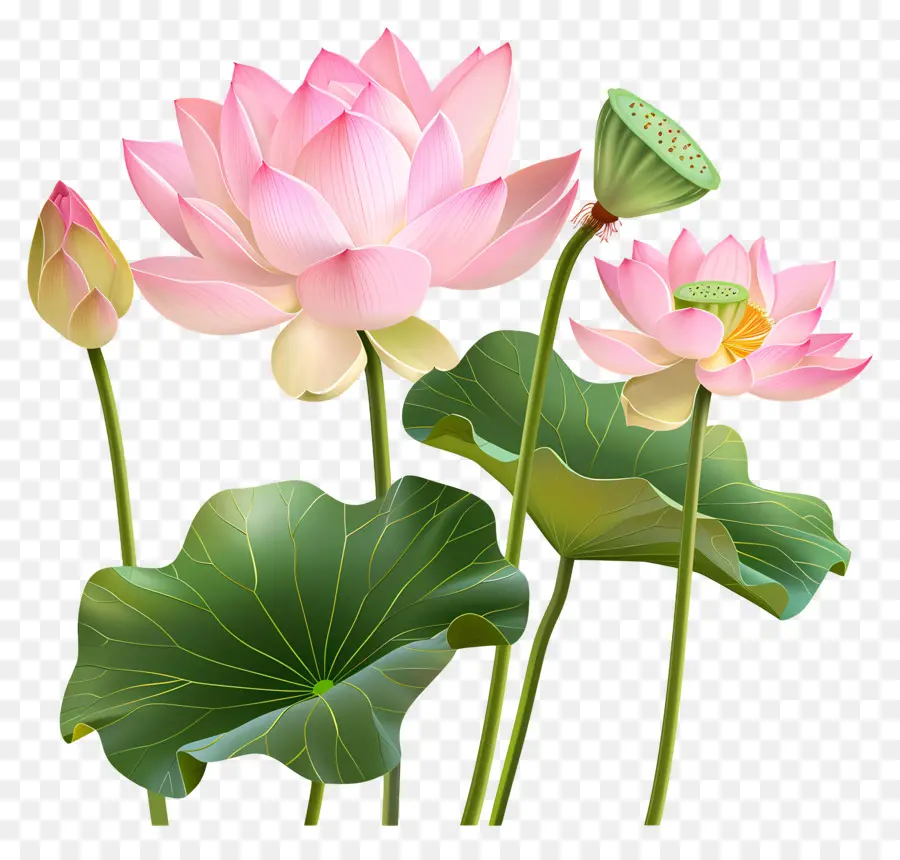 Fleurs De Lotus Roses，Fleurs De Lotus PNG