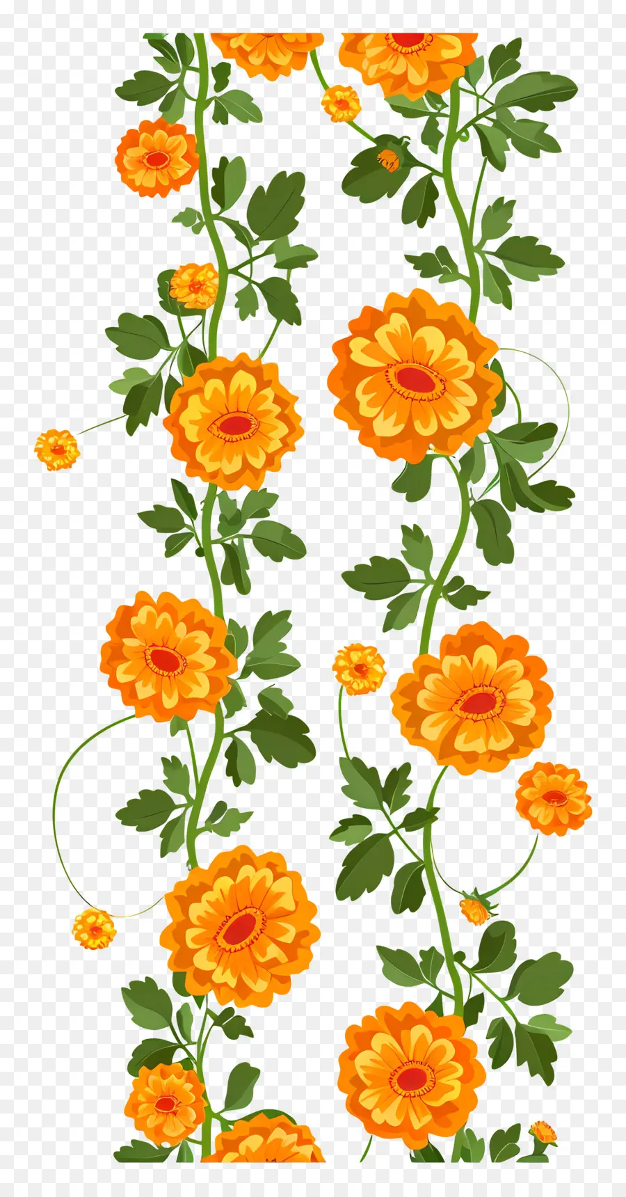 Guirlande De Soucis，Fleurs Oranges PNG