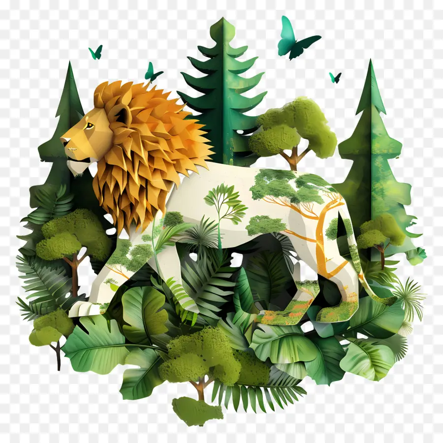 Lion Des Forêts，Lion Dans La Forêt PNG