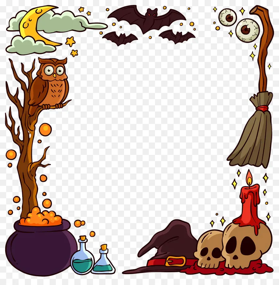 Cadre D'halloween，Fantasmagorique PNG