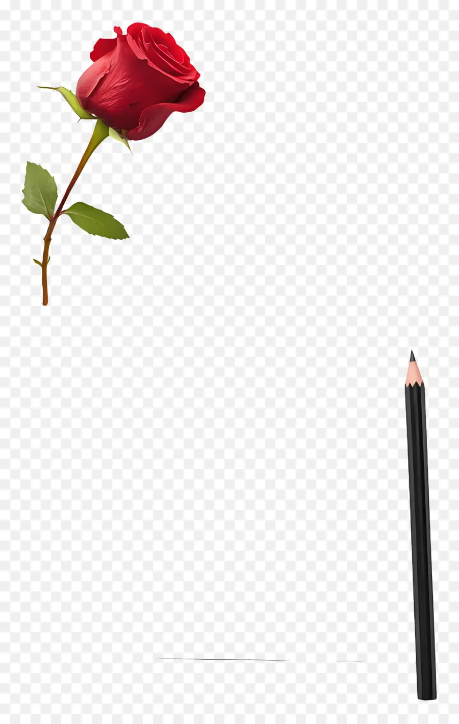 Note D'amour，Rose Et Crayon PNG