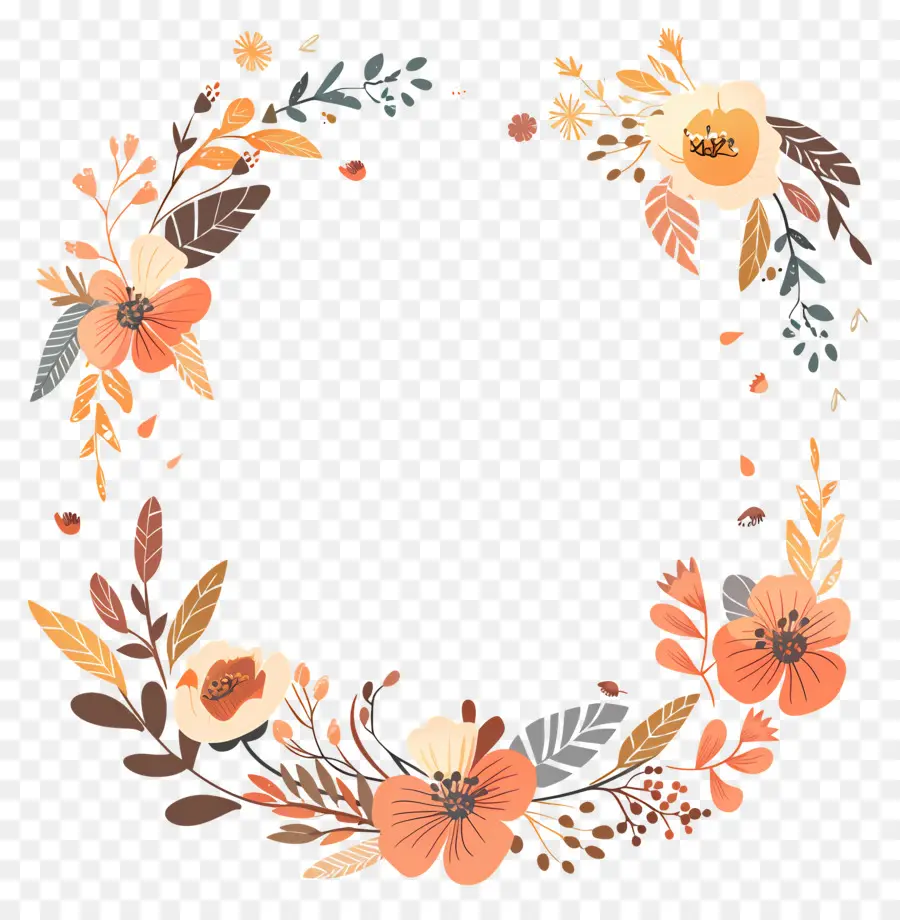 Cadre Bohème，Couronne Florale PNG