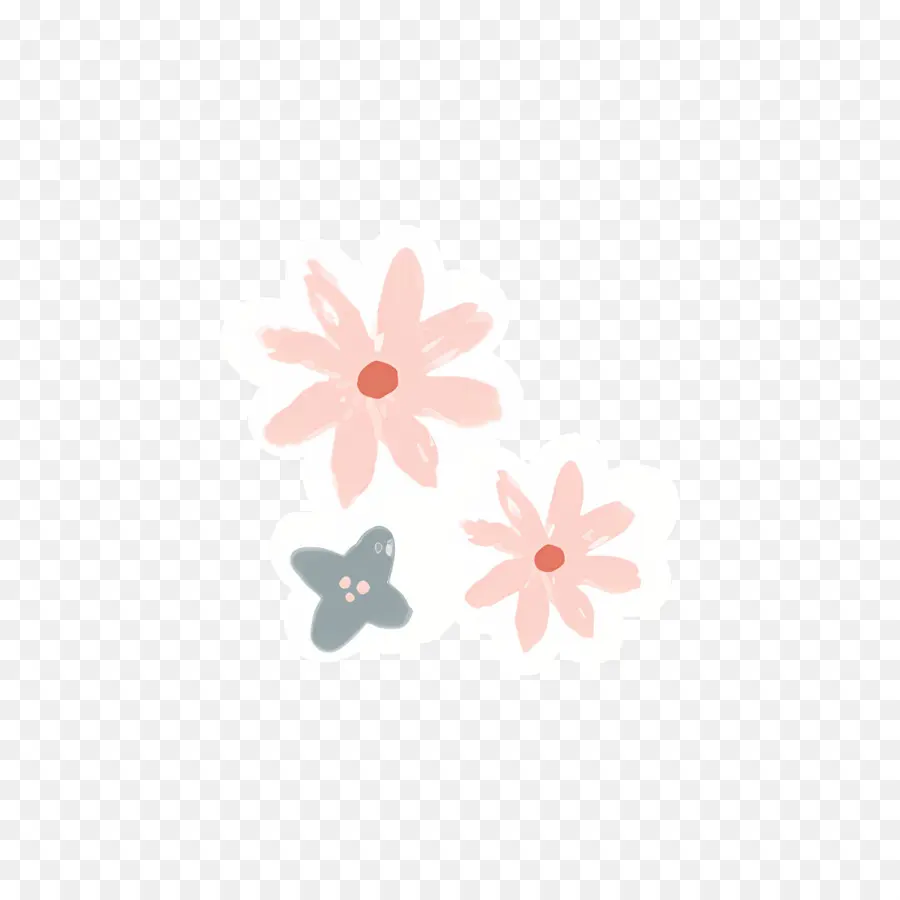 Fleur Rose，Fleurs Roses Et Bleues PNG