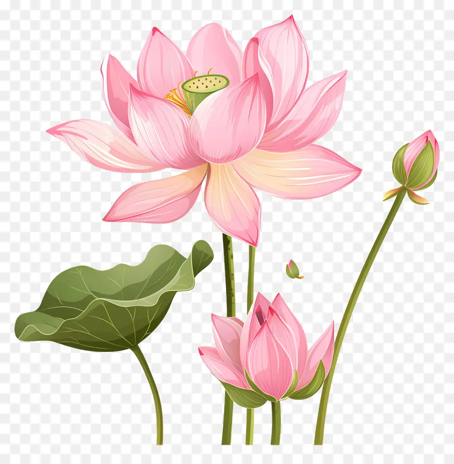 Fleurs De Lotus Roses，Lotus Rose PNG