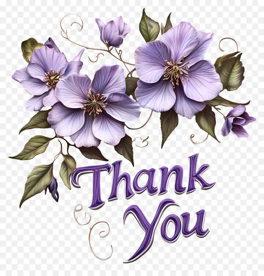 Merci，Fleurs Violettes PNG