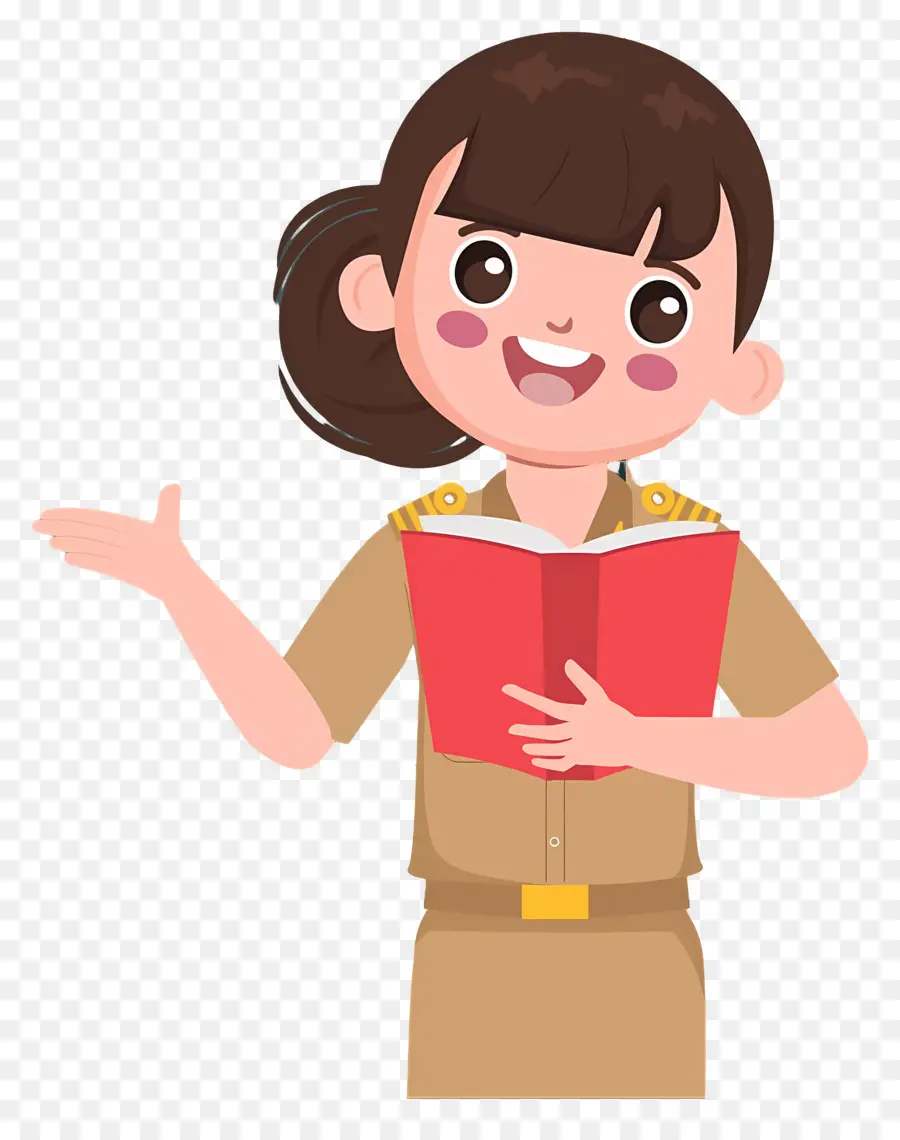 Professeur De Dessin Animé，Fille Avec Livre PNG