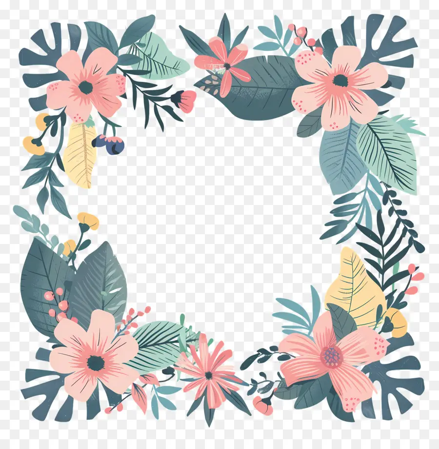 Cadre Bohème，Couronne Florale PNG