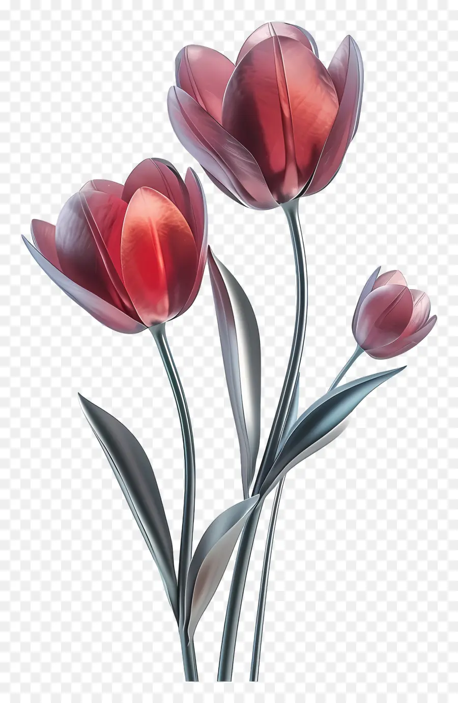 Fleur De Tulipe Modèle 3d，Fleur Rouge PNG