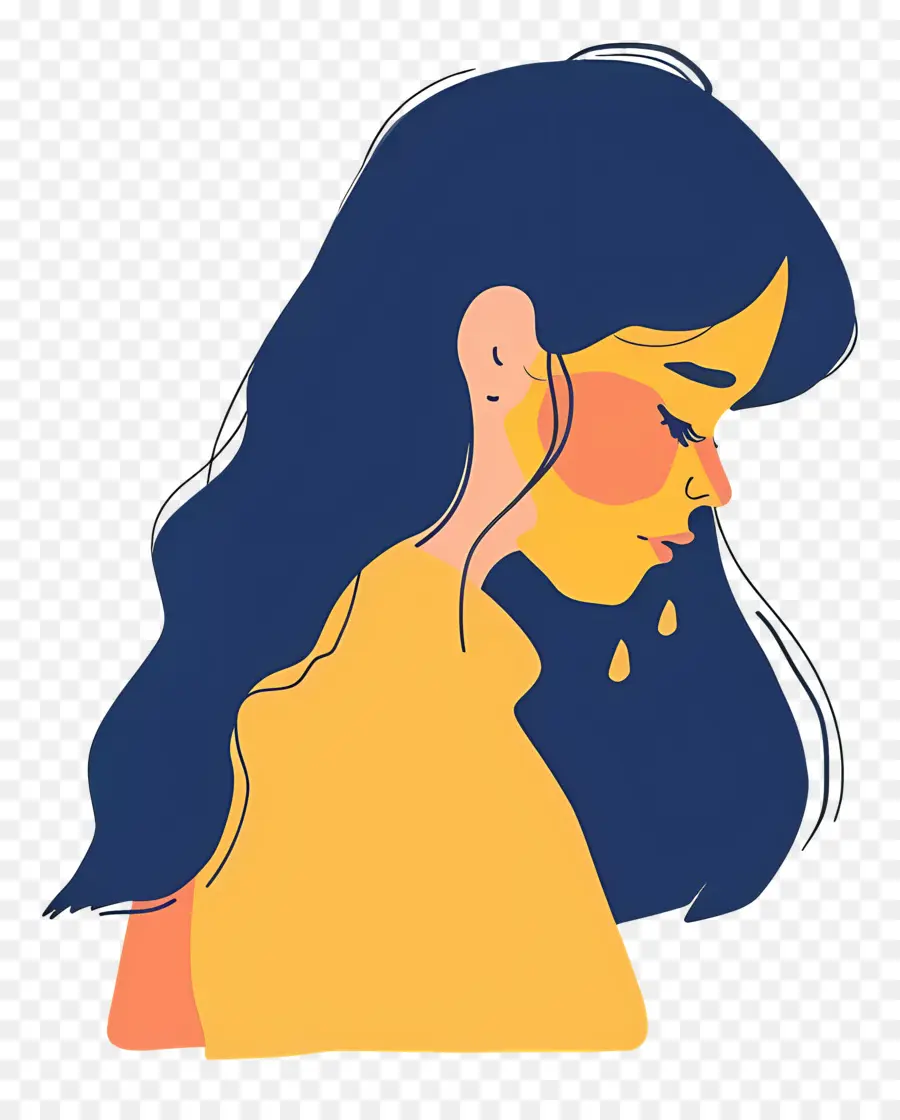 Femme Qui Pleure，Illustration De Profil PNG