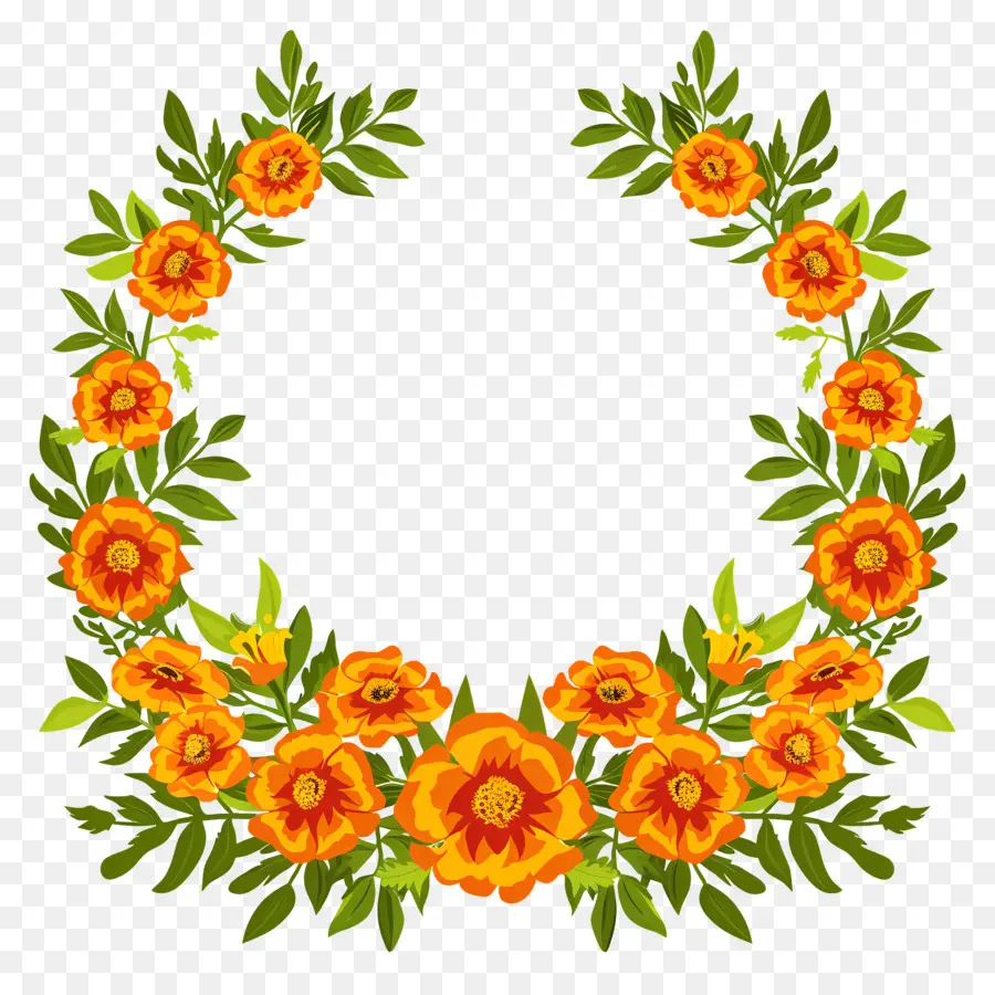 Guirlande De Soucis，Fleurs Oranges PNG