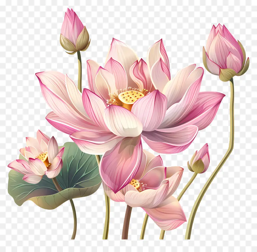 Fleurs De Lotus Roses，Lotus Rose PNG