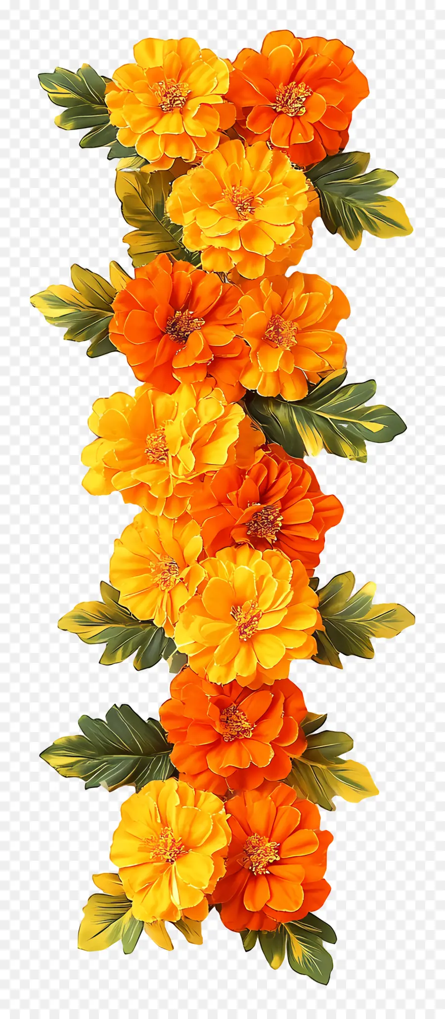 Guirlande Ougadi，Fleurs Orange Et Jaunes PNG