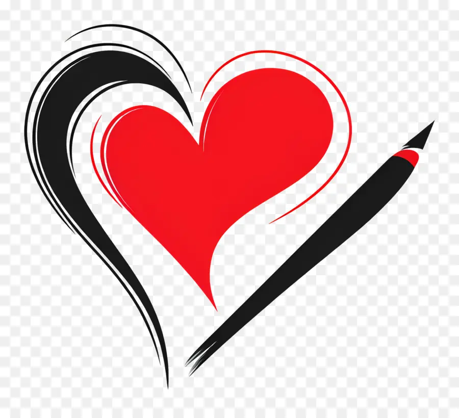 Note D'amour，Coeur Et Stylo PNG