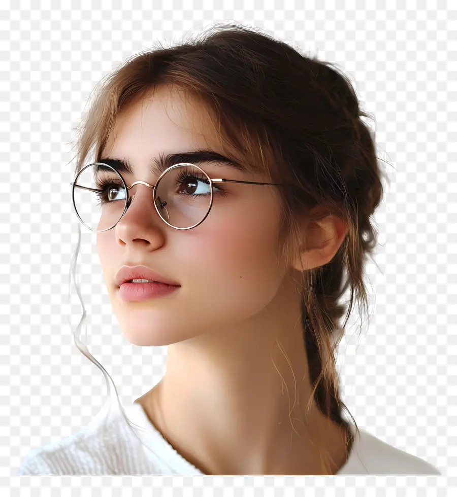 Fille étudiante，Femme à Lunettes PNG