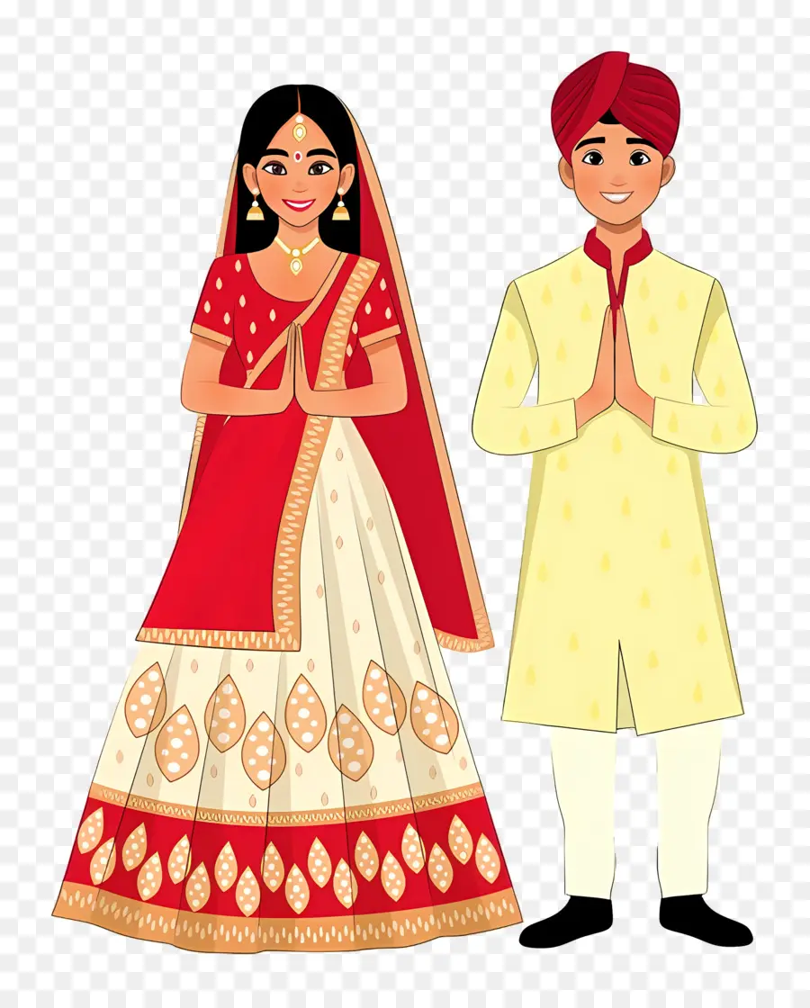 Couple De Mariage Indien，Couple Traditionnel PNG