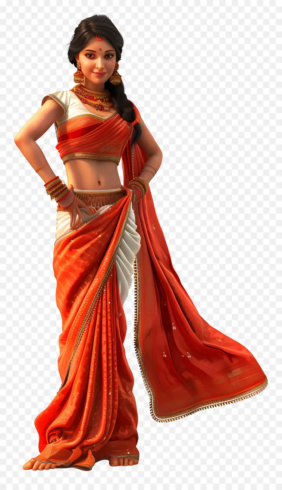 Robe Traditionnelle Indienne，Femme En Sari Rouge PNG