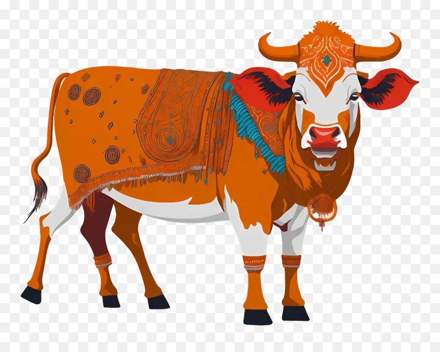 Vache Indienne，Vache Décorée PNG