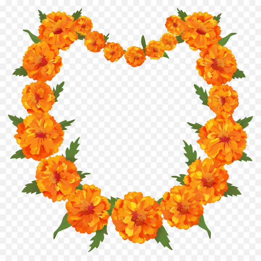 Guirlande De Soucis，Coeur De Vigne De Souci Orange PNG