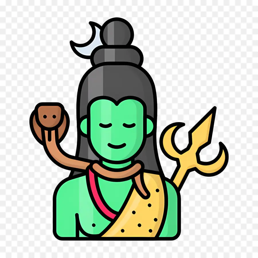 Shiva，Personne Verte Avec Trident PNG