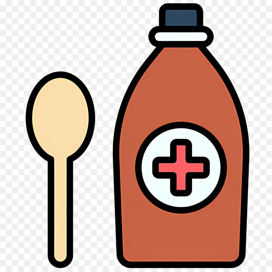 Cuillère à Médicament，Bouteille De Sirop PNG