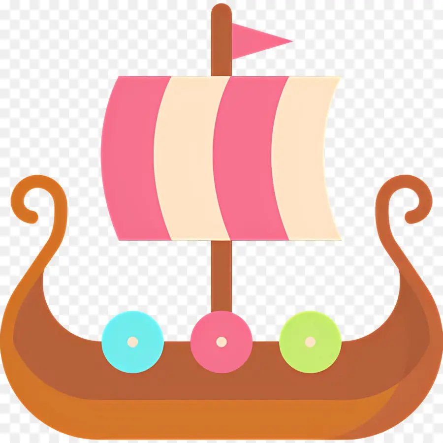 Bateau Viking，Voilier Rose Et Blanc PNG