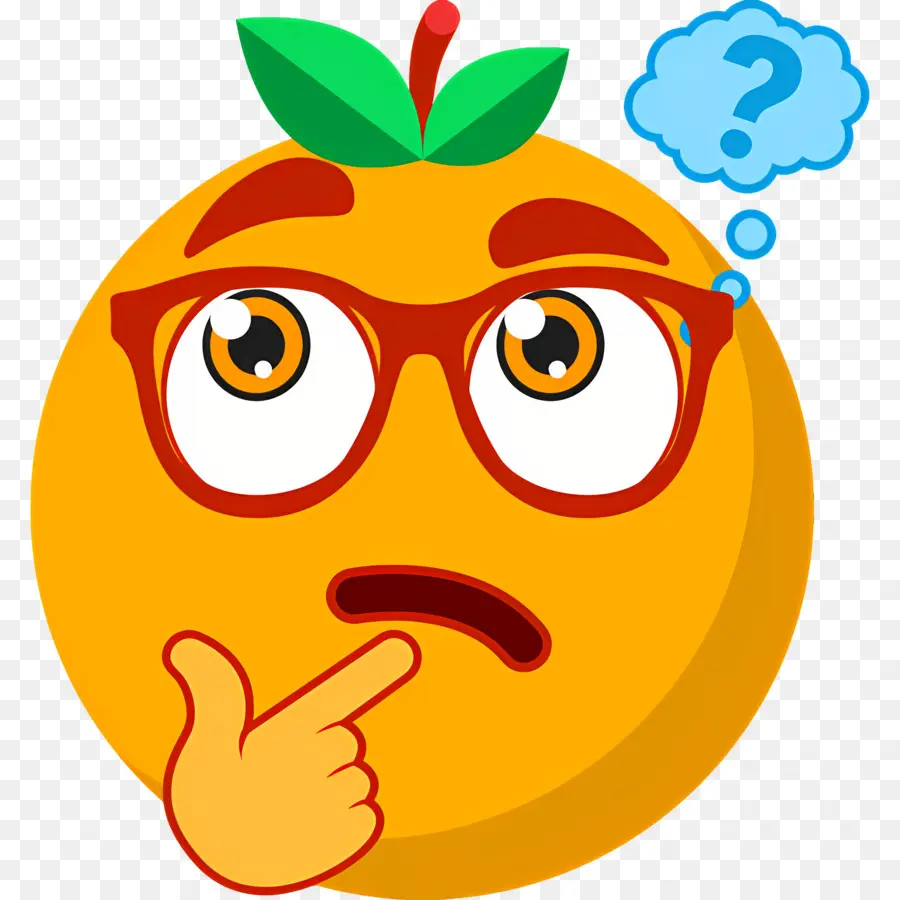 Emoji Pensant，Orange PNG