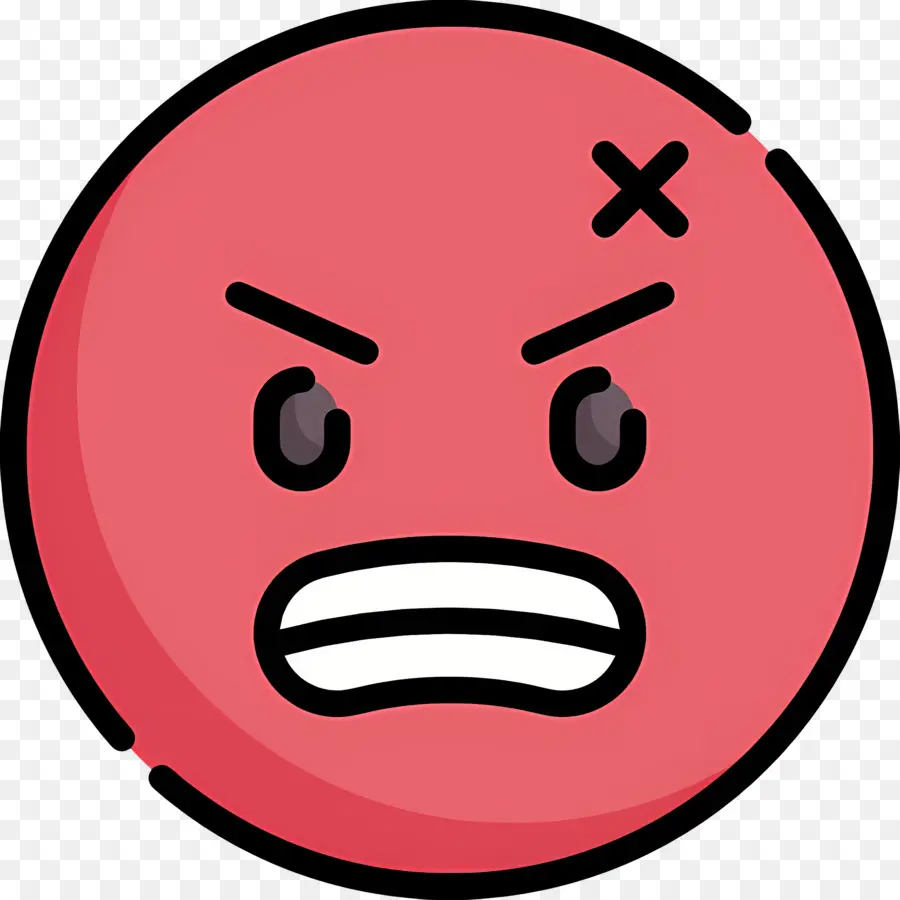 Emoji En Colère，Rouge PNG