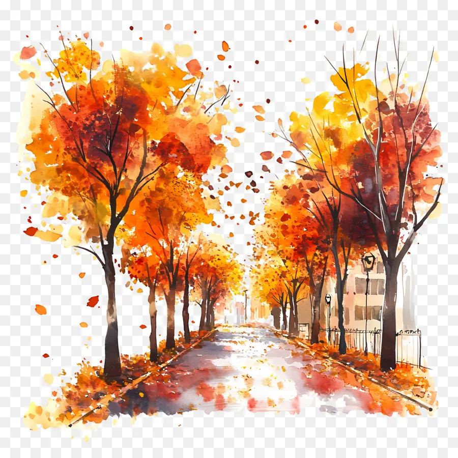 Rue D'automne，Arbres PNG