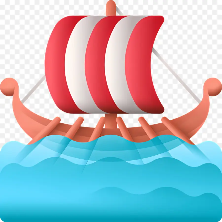 Bateau Viking，Voilier Rouge Et Blanc PNG