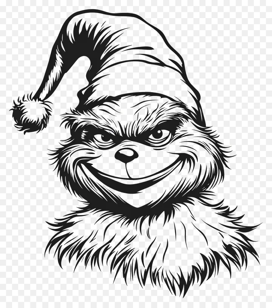 Grincheux，Grinch Avec Bonnet De Noel PNG