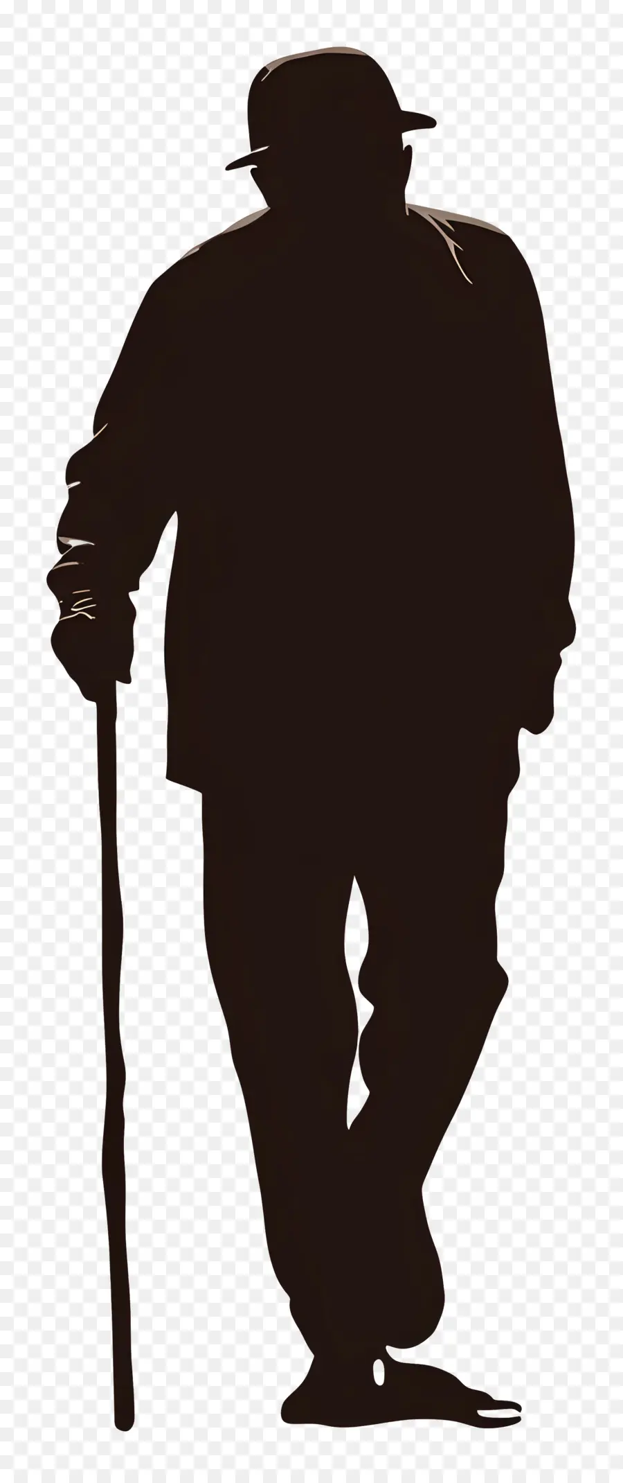 Silhouette De Vieil Homme，Vieil Homme Avec Canne PNG