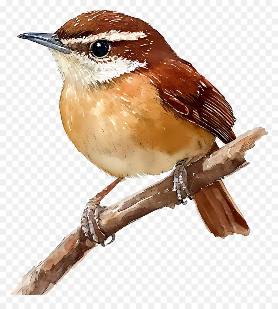 Oiseau Aquarelle，Oiseau Marron Et Blanc PNG